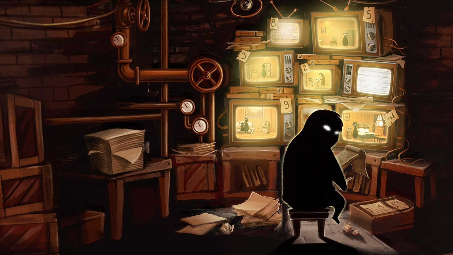 Promotional artwork for Beholder game highlighting its themes of surveillance and totalitarianism, available for free on Epic Games.