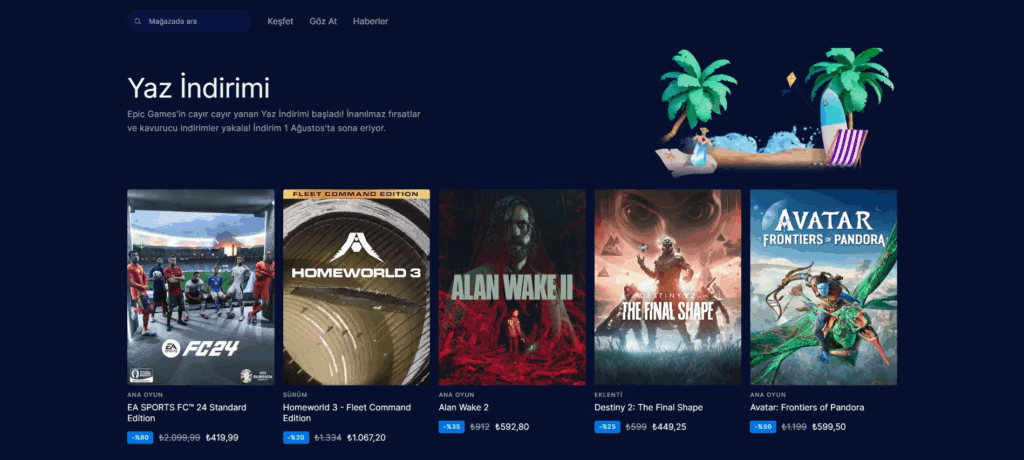 Epic Games Store indirimleri: 200₺ Altında En İyi Oyunlar